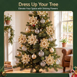 Jingle Jollys 10Pcs Christmas Tree Flower Set Garland Wreath Poinsettia Decorations In Australia - Darrahopens
