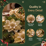 Jingle Jollys 10Pcs Christmas Tree Flower Set Garland Wreath Poinsettia Decorations In Australia - Darrahopens
