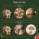 Jingle Jollys 10Pcs Christmas Tree Flower Set Garland Wreath Poinsettia Decorations In Australia - Darrahopens