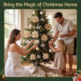 Jingle Jollys 10Pcs Christmas Tree Flower Set Garland Wreath Poinsettia Decorations In Australia - Darrahopens