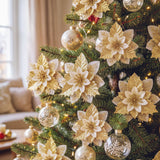 Jingle Jollys 10Pcs Christmas Tree Flower Set Garland Wreath Poinsettia Decorations In Australia - Darrahopens