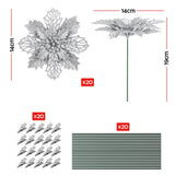 Jingle Jollys 20Pcs Christmas Tree Flower Set Garland Wreath Poinsettia Decorations In Australia - Darrahopens
