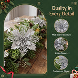 Jingle Jollys 20Pcs Christmas Tree Flower Set Garland Wreath Poinsettia Decorations In Australia - Darrahopens