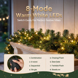 Jingle Jollys 2.7M Christmas Garland 8 Mode LED Lights Timing 200Tips Xmas Decor In Australia - Darrahopens