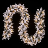 Jingle Jollys 1.8M Christmas Garland 8 Mode LED Snow Frosted Tips Auto Timing