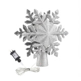 Jingle Jollys Christmas Tree Topper Lighted 360° Rotating Snowflake Projector Silver Glitter In Australia - Darrahopens