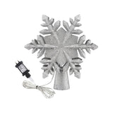 Jingle Jollys Christmas Tree Topper Lighted 360° Rotating Snowflake Projector Silver Glitter In Australia - Darrahopens