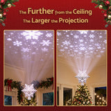 Jingle Jollys Christmas Tree Topper Lighted 360° Rotating Snowflake Projector Silver Glitter In Australia - Darrahopens