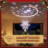 Jingle Jollys Christmas Tree Topper Lighted 360° Rotating Snowflake Projector Silver Glitter In Australia - Darrahopens