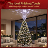 Jingle Jollys Christmas Tree Topper Lighted 360° Rotating Snowflake Projector Silver Glitter In Australia - Darrahopens