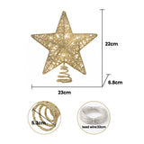 Jingle Jollys 3D Christmas Tree Topper Star 20 Warm LED Lights Gold Glitter In Australia - Darrahopens