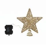 Jingle Jollys 3D Christmas Tree Topper Star 20 Warm LED Lights Gold Glitter