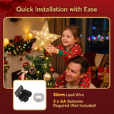 Jingle Jollys 3D Christmas Tree Topper Star 20 Warm LED Lights Gold Glitter In Australia - Darrahopens