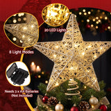 Jingle Jollys 3D Christmas Tree Topper Star 20 Warm LED Lights Gold Glitter