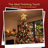Jingle Jollys 3D Christmas Tree Topper Star 20 Warm LED Lights Gold Glitter