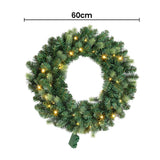 Jingle Jollys 60cm Pre-Lit Christmas Wreath GarlandsWarm White LED Light Door Wreaths Battery Timer