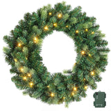 Jingle Jollys 60cm Pre-Lit Christmas Wreath GarlandsWarm White LED Light Door Wreaths Battery Timer