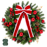 Jingle Jollys 60cm Pre-lit Christmas Wreath Garlands LED Light Front Door Decor Bow