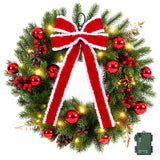 Jingle Jollys 60cm Pre-lit Christmas Wreath Garlands LED Light Front Door Decor Bow