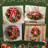 Jingle Jollys 60cm Pre-lit Christmas Wreath Garlands LED Light Front Door Decor Bow