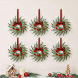 Jingle Jollys 6x Christmas Wreath Garland 26cm Pre-lit Wreaths Red Berries Bow