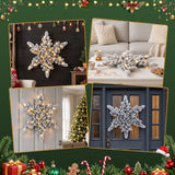 Jingle Jollys 60cm Flocked Snowflake Christmas Wreath Garland Pre-Lit 40 LED Light Decor
