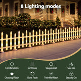 Jingle Jollys 3m Solar Christmas Fence Lights Outdoor Garden Path Decor Warm White 8pc In Australia - Darrahopens