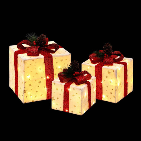 Jingle Jollys Christmas Decorations 3PC Lighted Gift Boxes Christmas Lights In Australia - Darrahopens