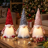 Jingle Jollys Christmas Gnomes Light Up Christmas Decorations Plush Goblin Set of 3 Warm White