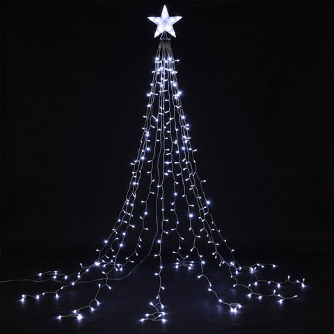 Jingle Jollys 2.5M Christmas Tree Lights Christmas Lights Tree Topper Waterfall Fairy Lights White