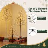 Jingle Jollys 3 Pack LED Christmas Tree Lighted Birch Tree Indoor Outdoor Xmas Decor Warm White