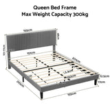 Artiss Furniture > Bedroom > Beds & Bed Frames Artiss Queen Bed Frame Adjustable Headboard Grey | AU Stock