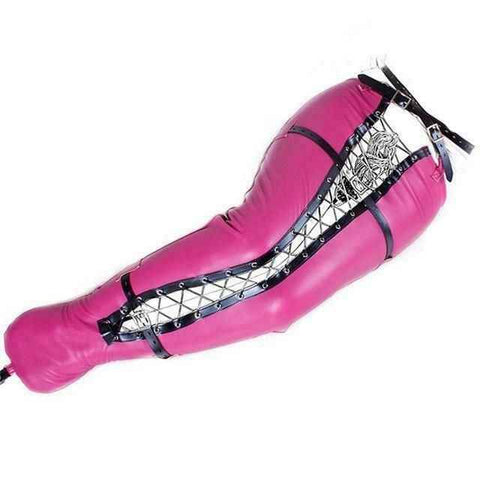 Darrahopens Adult Products > Bondage & Accessories > Restraints House Of Dasein Bdsm Pink Pu Leather Leg Binder Mermaid Body Sack Bondage Restraints - Rose Red