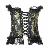 Darrahopens Adult Products > Lingerie & Roleplay > Women's Lingerie House Of Dasein Blue Red Corset Gold Lace Trim Sexy Lingerie Kink Bdsm Fetish Clothing - Red - M