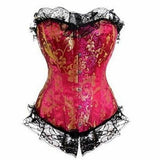 Darrahopens Adult Products > Lingerie & Roleplay > Women's Lingerie House Of Dasein Blue Red Corset Gold Lace Trim Sexy Lingerie Kink Bdsm Fetish Clothing - Red - S