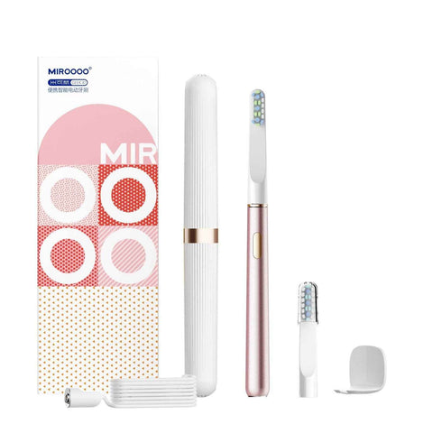 Darrahopens Adult Products > Lubricants & Care > Cleaning & Care PINK Miroooo Electric Toothbrush with 2 Brush Heads Travel Case,Sonic Toothbrush