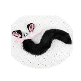 Darrahopens Adult Products > Sex Toys > For Couples House Of Dasein Black White Cute Kitten Ears Faux Fox Tail Ana Butt Plug Cosplay Bdsm - Black - M - Hairpin
