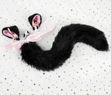 Darrahopens Adult Products > Sex Toys > For Couples House Of Dasein Black White Cute Kitten Ears Faux Fox Tail Ana Butt Plug Cosplay Bdsm - Black - S - Hairpin