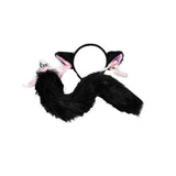 Darrahopens Adult Products > Sex Toys > For Couples House Of Dasein Black White Cute Kitten Ears Faux Fox Tail Ana Butt Plug Cosplay Bdsm - Black - S - Headband