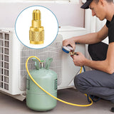 Darrahopens Appliances > Air Conditioners > Air Conditioner Accessories R32 and R454B Refrigerant Brass Adapter, Non-Slip Reverse-Thread Connector for R-32 and R-454B Split System Tanks, 1/4 inch Female to Male In Australia - Darrahopens