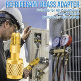 Darrahopens Appliances > Air Conditioners > Air Conditioner Accessories R32 and R454B Refrigerant Brass Adapter, Non-Slip Reverse-Thread Connector for R-32 and R-454B Split System Tanks, 1/4 inch Female to Male In Australia - Darrahopens