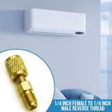 Darrahopens Appliances > Air Conditioners > Air Conditioner Accessories R32 and R454B Refrigerant Brass Adapter, Non-Slip Reverse-Thread Connector for R-32 and R-454B Split System Tanks, 1/4 inch Female to Male In Australia - Darrahopens