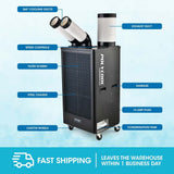 Darrahopens Appliances > Air Conditioners > Portable Air Conditioners POLYCOOL 4.5kW Portable Industrial Spot Cooler, with Twin Cooling Ducts, 15A Plug