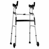 Darrahopens Appliances > Air Conditioners > Portable Air Conditioners VEVOR 2 in 1 Folding Walker & Removable Armrests, Height Adjustable Foldable Walker with 5" Solid Wheels, Lightweight Aluminum | Front Wheeled Mobility Aid for Elderly Handicapped Disabled, 450 Pounds