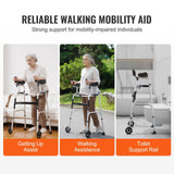 Darrahopens Appliances > Air Conditioners > Portable Air Conditioners VEVOR 2 in 1 Folding Walker & Removable Armrests, Height Adjustable Foldable Walker with 5" Solid Wheels, Lightweight Aluminum | Front Wheeled Mobility Aid for Elderly Handicapped Disabled, 450 Pounds