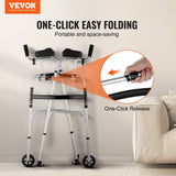 Darrahopens Appliances > Air Conditioners > Portable Air Conditioners VEVOR 2 in 1 Folding Walker & Removable Armrests, Height Adjustable Foldable Walker with 5" Solid Wheels, Lightweight Aluminum | Front Wheeled Mobility Aid for Elderly Handicapped Disabled, 450 Pounds