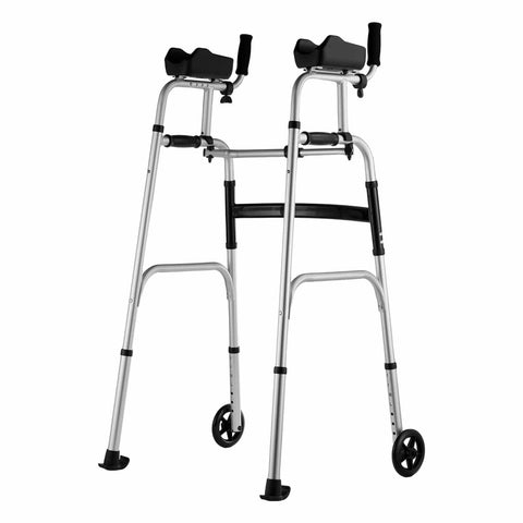 Darrahopens Appliances > Air Conditioners > Portable Air Conditioners VEVOR 2 in 1 Folding Walker & Removable Armrests, Height Adjustable Foldable Walker with 5" Solid Wheels, Lightweight Aluminum | Front Wheeled Mobility Aid for Elderly Handicapped Disabled, 450 Pounds