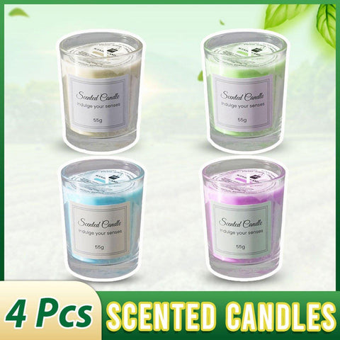 Darrahopens Appliances > Aroma Diffusers & Humidifiers > Aroma Diffusers 4Pcs Aroma Candles Smokeless Glass Scented Candles Gift Set for Relaxation