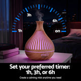 Darrahopens Appliances > Aroma Diffusers & Humidifiers > Aroma Diffusers Devanti Ultrasonic Aroma Diffuser Aromatherapy 400ml LED Lights Iron Humidifier Forest Light wood grain