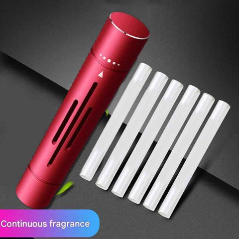 Red Mini Car Air Vent Perfume Freshener with 6 Scent Refills Aluminum Alloy Aromatherapy